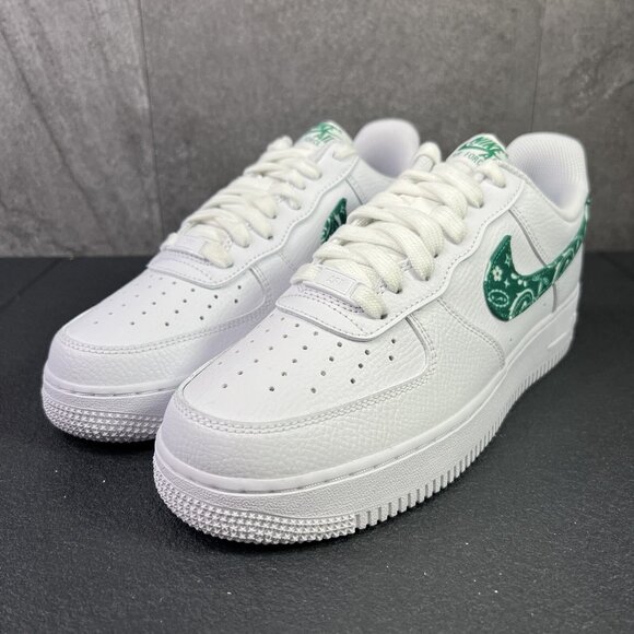 Nike Air Force 1 '07 ESS Green Paisley White Size 10 Womens Sneakers - Picture 7 of 11